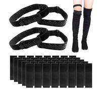 MIVAIUN Lot de 2 paires de Sangles de Bottes et 40 Bandes Adhésives pour Bottes - Sangles élastiques réglables - Fixation Antidérapante pour Empêcher les Bottes de Tomber(Noir)