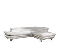 Mivano Canapé d'angle Enterprise en Forme de L avec ottomane Droite/appuie-tête et Bras réglables / 277 x 75 x 238 / Cuir synthétique Blanc