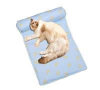 mivceklw Cooling Dog Bed, Foldable Washable Pet Cooling Mat, Breathable Keeps Cool Kitten Ice Pad Cushion, Cute Sleeping Pad, Puppy Blanket with Pillow, 23.62 x 15.75 x 5.91 inches