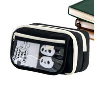 mivceklw Cute Panda Pencil Case, Large Capacity Pencil Case for Students, Portable Zipper Pencils Organizer Pouch, Multiple Compartments Pencil Organizer Pouch 8.66x5.12 Inches for Pencils, Pens, Noir
