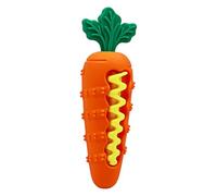 mivceklw Dog Teeth Cleaning Toy, Silicone Squeaky Chew Toy, Carrot-Shaped Design Built-in Slow Feeder Function Teether for Puppy, Small, Medium, Large Dogs for Training, Play, Dentals Care Use