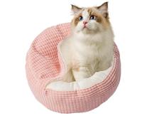 mivceklw Elegant Design Cat Bed, Corduroy Pet Bed, Round Dog Nest Bed, Decorative Pet Cave House for Kittens, Cats, Small Pets, Home, Indoor, Outdoor, Present, Balcony, Pink, Khaki, Gray Color