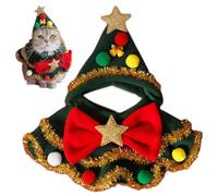 mivceklw Holiday Cat Costume, Festive Pet Scarf, Bow Ball Scarf, Christmas Dog Clothes, Cozy Pet Costume, Christmas Pet Scarf and Hat Costume with Bow Design for Cats and Small Dogs