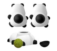 mivceklw Rotatable Catnip Snack Roller Ball, Cat Lick Ball for Cats, Panda Shaped 3-Piece Catnip Edible Wall Ball, Interactive Chew Toy for Kitten Cleaning and Playtime Enrichment
