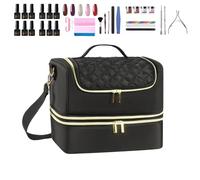 mivceklw Sleek Nail Polish Storage Organizer, Nail Polish Holder Bag, Portable Nail Kit Storage, Nails Art Tool Storage Bag 30x25x22cm for Indoor, Outdoor, Present, Black Color