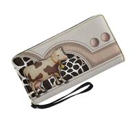 mivceklw Stylish Cow Pattern Design Wallets for Women, Leather Wallet for Dames, Sturdy Womens Purse, Decorative Leather Cow Wallet 20 x 3 x 11 cm for Present, Stylish Wallet, Travel, multicolore, A,