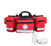 mivceklw Waist Aid Kit Pack, Red Aid Kit Bag, Large Capacity Waist Pack, Reflective Strips Utility Pack, Multipocket Aid Kit Bag, Aid Kit Bag for Camping, Reflective Waist Aid Kit for Camping, Travel