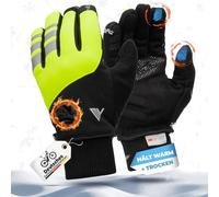 MIVELO Gants de cyclisme en polaire thermique - Gants imperméables et coupe-vent - Compatibles avec écran tactile - Gants d'hiver pour températures froides - Gants de vélo d'hiver pour homme - Jaune -