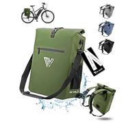 MIVELO Sacoche de vélo 3 en 1 pour Porte-Bagages, Sac à Dos, Sac à bandoulière, 100% étanche et sans PVC, avec Poche Amovible pour Ordinateur Portable, Vert Olive
