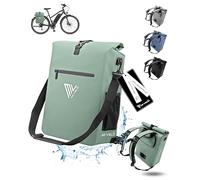 MIVELO Sacoche de Vélo pour Porte-Bagages 3 en 1, Sac à Dos, à Bandoulière, 100% Étanche et Sans PVC, Avec Compartiment Amovible pour Ordinateur Portable (Menthe)