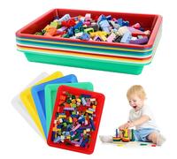 MIVIDE 15pcs Plateau Plastique 28 x 21 x 3 cm, 5 Couleurs Plateaux d'art en Plastique, Plateaux en Multicolores Rectangulaire pour l'Artisanat, l'École, la Maison