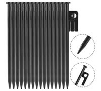 MIVIDE 16pcs Piquets de Tente en Acier, 20 cm Sardines de Fixation avec Crochets et Trou, Piquet de Fixation Robustes pour Camping, Trampolines, Randonnée