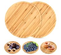 MIVIDE 2 Pcs Plateau de Service en Bambou, Plateau Bois Rond 30 cm, Plateaux Repas en Bois pour Fruits, Aliments, Pots, Plantes, Café, Pain