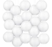 MIVIDE 20pcs Lanterne Papier Blanc, 20cm Lampion Chinois, Boule Chinoise pour Décoration, Mariage, Anniversaire, Fête (Blanc)