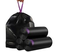 MIVIDE 216pcs Sacs Poubelle avec Cordon de Serrage, 50L à 60L Sac Poubelle Noir, HDPE Sacs Poubelle à Poignées Indéchirable pour la Maison, le Jardin, la Restauration - 60 x 70 cm (12 Rouleaux)