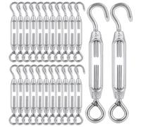 MIVIDE 24 Pcs Tendeur Cable M4, Tendeur Cable Inox 304 Réglable Crochet de Ridoir et Oeil, Tendeur de Fil pour Fil de Jardin, Système de Câble, Tendeur Accessoires
