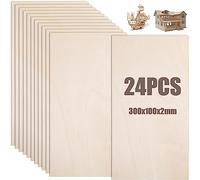 MIVIDE 24pcs Feuilles de Bois de Balsa, 300 x 100 x 2mm Plaque de Bois Balsa, Feuille de Bois 2mm, Planche Bois Balsa pour Modélisme, Peinture, Bricolage
