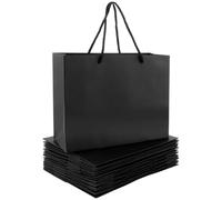 MIVIDE 30pcs Cadeaux Noirs avec Poignée 27 x 10 x 21 cm, Sacs Cadeaux en Papier, Réutilisable Sac Cadeau Noir pour Noël, Mariage, Fête, Cadeaux, Shopping