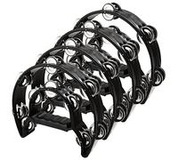 MIVIDE 4pcs Tambourin Demi-Lune, Tambourin Adulte Avec 40 grelots, Tambourin à Main pour Fête, Musiciens(Noir)