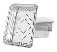 MIVIDE 50pcs Barquette Aluminium avec Couvercle, 1000ml Barquette Alimentaire Jetable, Boite Aluminium avec Couvercle pour Cuisson, Grillage, Cuisine, Restauration