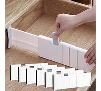 MIVIDE 6pcs Séparateur de Tiroir Réglable, 28~44cm Separateur Tiroirs Organisateur, Organisateur de Tiroir Extensible pour Cuisine, Chambre, Salle de Bain, Bureau (Blanc)