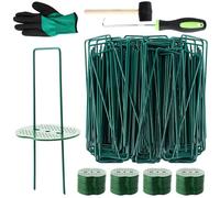 MIVIDE Lot de 100 Piquets de Fixation pour Jardin + 100 Rondelle, 150 x 35 mm Piquet de Jardin en Forme de U, Ø 2.2mm Sardines de Fixation Vert en Acier pour Toiles de Paillages, Filets