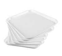 MIVIDE Lot de 6 Plateaux de Service Rectangulaires en Mélamine, Plateau de Service Blanc 35.5 x 27.8 x 2.5 cm, Grand Plateaux de Services Empilables et Résistants aux Rayures pour Café, Bar, Cui