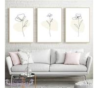 MIVINC Tableau Abstrait de Plantes et de Fleurs Dessin Au Trait Peinture sur Toile Affiche Florale Moderne Décoration Murale Image pour Salon Cuisine Chambre Pièce à Vivre-50 * 60cm-3PCS (sans cadre)