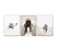 MIVINC Tableaux Abstraits sur Toile Représentant Des Palmiers Dans un Paysage Désertique Affiches et Tableaux pour la Décoration de la Chambre à Coucher-50 * 60cm-3PCS (sans cadre)