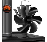 MIVITOOM Ventilateur de Poêle à Bois 6 Pales - Alimenté par la Chaleur, Circulation Écologique pour Bûches/Cheminée - Thermomètre Inclus