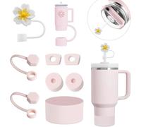 MIVORA Stanley Cup Kit d'accessoires pour Tasse, Comprend 6 Bouchons en Silicone Anti-Fuite, 2 couvercles en Paille, 1 Coque en Silicone pour gobelets Stanley de 1,2 l et 850 ML, Tasses Non（Rose）