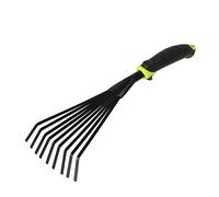 Mivos Balai à Gazon de Jardin en Acier - Petit Râteau à Main en Forme Éventail pour Nettoyer de Jardin - 9 Élastique Dents - Poignée Ergonomique - Largeur de Travail 12 cm