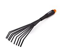 MIVOS Balai à Gazon de Jardinage en Acier - Râteau à Main pour Ramasser Les Déchets de Jardin - 9 Élastique Dents - Largeur de Travail 12 cm - Outil de Jardin pour Nettoyer