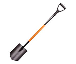 Mivos Bêche à Pointe en Acier au Carbone - 124 cm - Bêche de Jardinage Ergonomique avec Lame Pointue Trempée et Poignée en D - Pelle à Creuser pour Sols Durs et Caillouteux - Made in EU