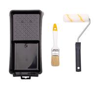 MIVOS Kit de peinture pratique 4 pièces - Rouleau à peinture 10cm - Pinceau pour émulsion - Bac à peinture 28x16cm - Etrier de fixation 27cm - Kit de peinture - MADE IN EU
