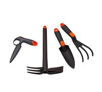 MIVOS Kit d'entretien Outils à Main de Jardin pour Plantes et Jardinage - Bâton de Plantation - Truelle de Fleurs - Double Binette - Mini Râteau - Plastique Renforcé de Fibre de Verre