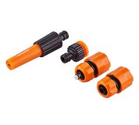 Mivos Lot d'Arrosage 4 Pièces 1/2" - Buse Réglable - Raccord Robinet 1/2" et 3/4" - Adaptateur - Connecteur pour Tuyau d'Eau Jardin - Kits de Connexion pour l'Arrosage de Jardin et Plantes