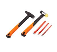 MIVOS Marteaux et burins - Set - 5 pièces - Marteau de serrurier 300g - Marteau à tôle en fibre de verre - Burin 10mm, 13mm, 16mm en acier - pour la serrurerie et la ferblanterie