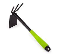 MIVOS Serfouette de Jardinage en Acier - Double Binette avec Lame et 3 Dents pour Ameublir Désherber et Creuser Le Sol - Sarcloir Binette à Main de Jardin - Largeur 65 mm