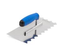 Mivos Taloche pour Colle en Acier Inoxydable avec Dents Semi-Circulaires 20x10 mm - Truelle de Dentée Demi Lune - Platoir Denté 270 x 130 avec Poignée Antidérapant - Fabriqué dans l'UE