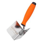 Mivos Truelle d'angle en Acier Inoxydable - 80 x 60 mm - Spatule d'angle Intérieur - Truelle de Bord avec Poignée Souple - Fabriqué en UE