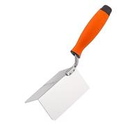Mivos Truelle d'Angle Extérieure en Acier Inoxydable - 120 x 60 mm - Spatule de Bord avec Poignée Douce - Angle de 90° - Fabriquée en UE - Orange