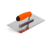 Mivos Truelle de Dentée 10 x 10 mm pour Colle Carrelage - Taloche à Dents en Acier Inoxydable - Platoir Denté avec Poignée Antidérapant - Crantée Outil de Tuile - Fabriqué dans l'UE