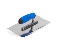 Mivos Truelle de Dentée 10x10 mm pour Colle Carrelage - Taloche à Dents en Acier Inoxydable - Platoir Denté avec Poignée Antidérapant - Crantée Outil de Tuile - Fabriqué dans l'UE