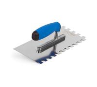 Mivos Truelle de Dentée 12x12 mm pour Colle Carrelage - Taloche à Dents en Acier Inoxydable - Platoir Denté avec Poignée Antidérapant - Crantée Outil de Tuile - Fabriqué dans l'UE