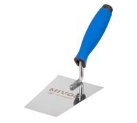 Mivos Truelle de Maçon Trapézoïdale en Acier Inoxydable - 140 x 70 mm - Trapèze - Spatule de Plâtrier 140 mm avec Poignée en Caoutchouc - Outil pour Travaux de Maçonnerie - Fabriqué en UE
