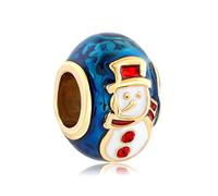 MiWangLing Breloque de Noël bonhomme de neige, bonnet de Père Noël, flocon de neige pour bracelet Pandora, Métal Strass Métal émail Strass Cristal, Base