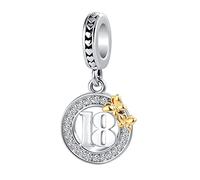 MiWangLing Breloque pour bracelet européen - 16 à 18, 21, 40, 50e anniversaire, Métal Strass Métal Strass Cristal, Base