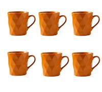 MIWARE Lot de 6 tasses à thé et cacao en porcelaine de 325 ml, orange, mat