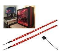 Miwatt Bande luminière LED pour l'intérieur du PC pour le modding du boîtier de PC, alimentation par connecteur Molex, aimant arrière, 2 x 30 cm (uni, rouge)